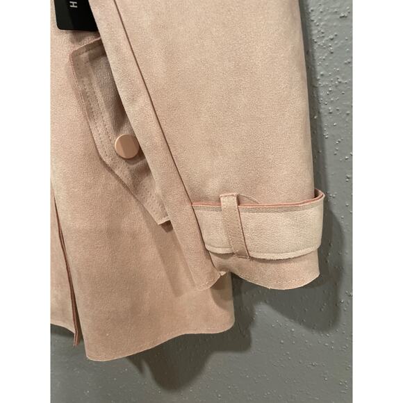 Blush Pink Large L Haute Monde Women's Juniors Casual Faux Suede Moto Jacket - Picture 8 of 9